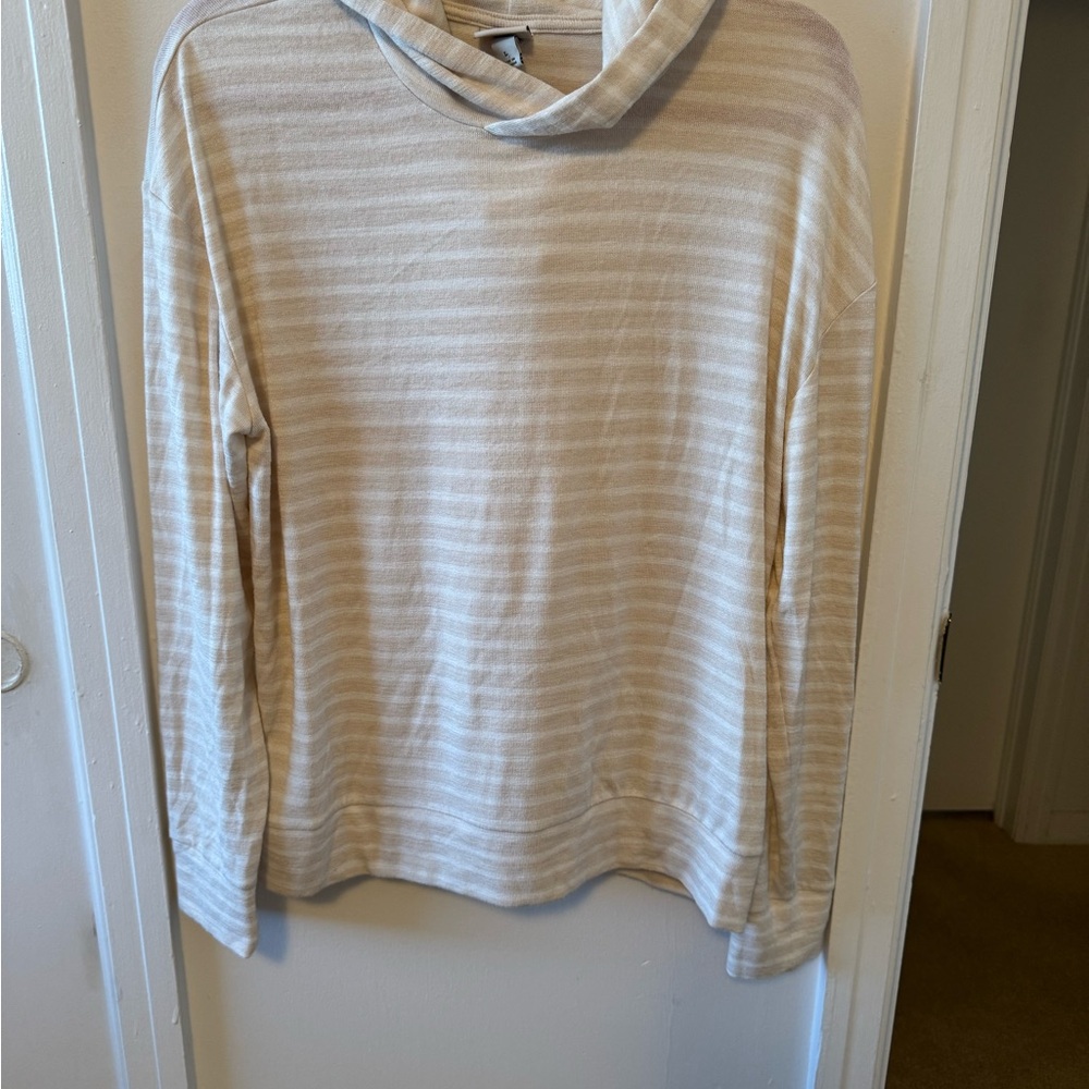 A New Day Cream Lightweight Pullover Sweatshirt with Ribbed Texture